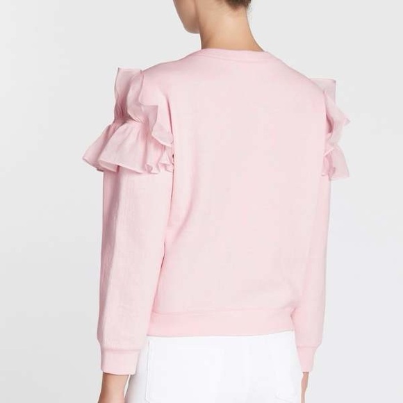 REBECCA TAYLOR RUFFLED TERRY AND ORGANDY SWEATSHIRT - CANDY FLOSS SIZE MEDIUM - Picture 4 of 12